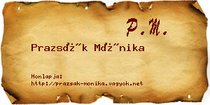 Prazsák Mónika névjegykártya